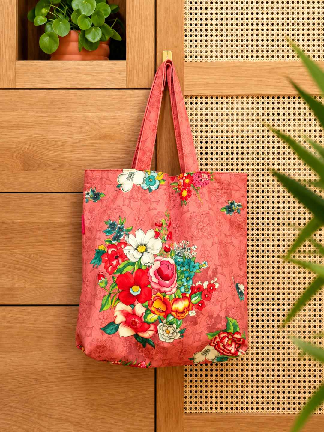 Tote bag en velours HANAMI rose